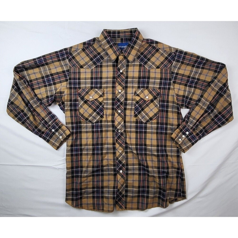 Vintage 90's Wrangler Pearl Snap L/S Button Down Shirt Mens Large Cowboy Ranch